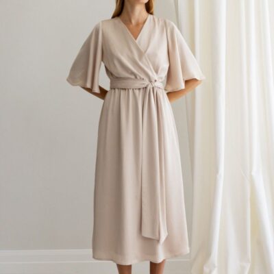 Dresses Katri Niskanen  | Inga Satin Midi Dress, Sand